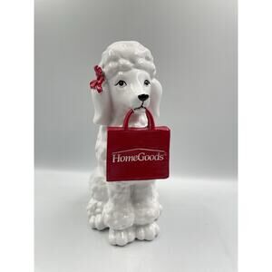 TJ MAXX VIRAL French POODLE Holiday Figurine Statue 10” RED Bow & Bag NEW
